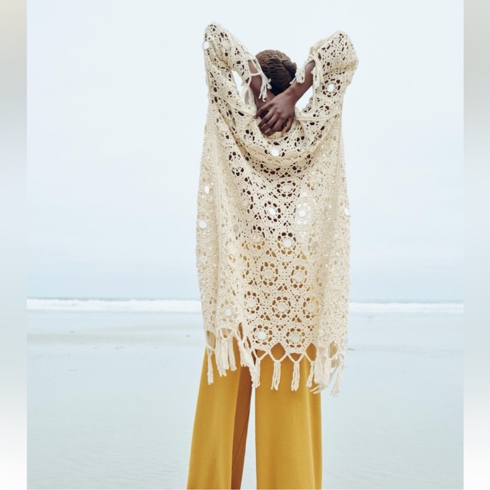 ZARA FRINGE CROCHET CARDIGAN - Picture 5 of 13